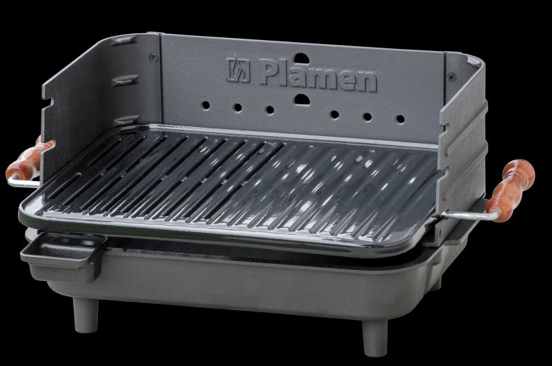 BBQ-Gussgrill mit emaillierter Gussgrillplatte in den Maen 455x375mm